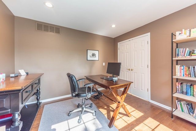 6240 Vineyard Ave, Ann Arbor, MI 48108 - home office with wood finished floors, recessed lighting, and baseboards