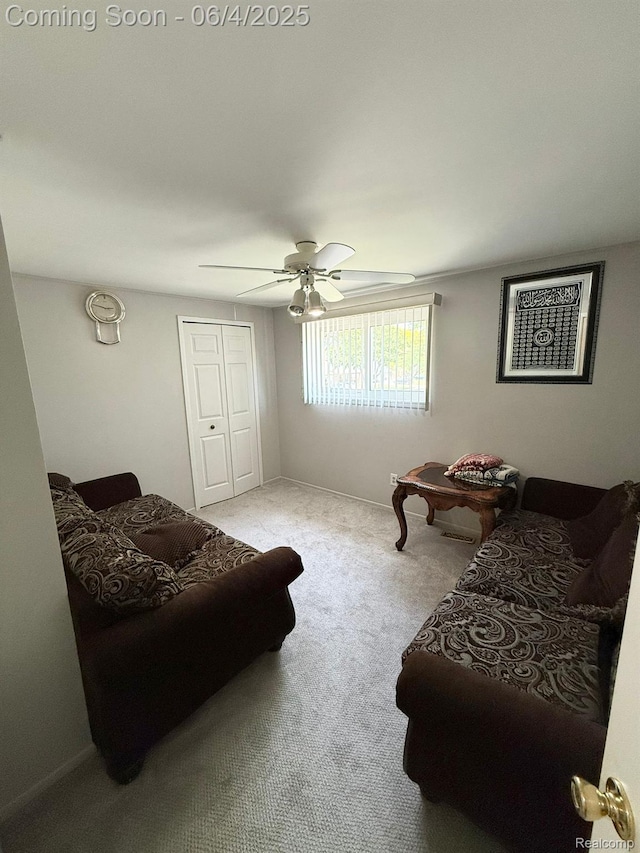 35677 Tina Dr, Warren, MI 48310 - carpeted living area featuring ceiling fan