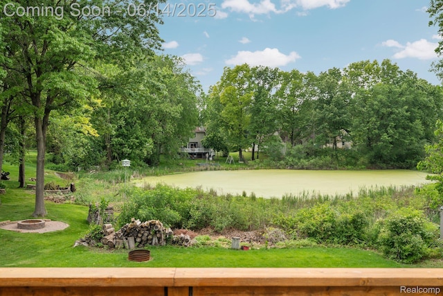 9299 Appleview Ct, Brighton, MI 48116 - view of grassy yard featuring view of scattered trees and an outdoor fire pit