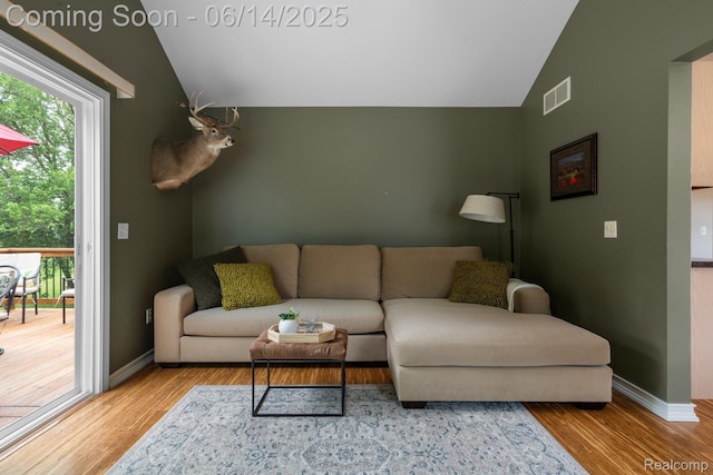 9299 Appleview Ct, Brighton, MI 48116 - living area featuring lofted ceiling and wood finished floors