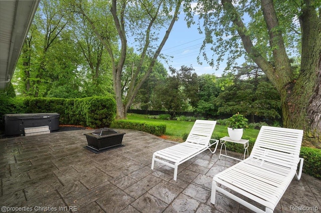 6727 Lahser Rd, Bloomfield Hills, MI 48301 - view of patio featuring a fire pit and a hot tub