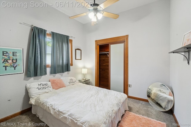3244 Huggins Ave, Flint, MI 48506 - carpeted bedroom with baseboards, a closet, and a ceiling fan