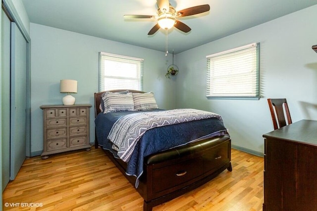 1787 Trafalgar Dr, Saint Joseph, MI 49085 - bedroom with light wood-type flooring, a closet, and ceiling fan