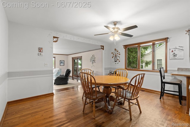 6300 Bullard Rd, Fenton, MI 48430 - dining room with healthy amount of natural light, wood finished floors, and ceiling fan