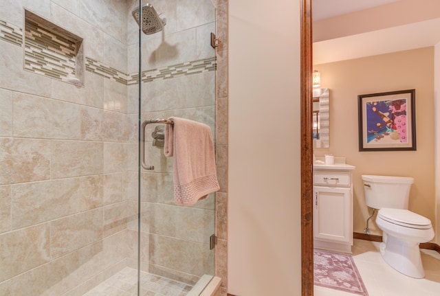 4298 Braeburn Ct, Norton Shores, MI 49441 - full bath with toilet, a shower stall, vanity, and tile patterned floors