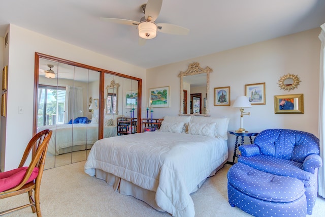 4298 Braeburn Ct, Norton Shores, MI 49441 - bedroom featuring carpet flooring, a closet, and a ceiling fan