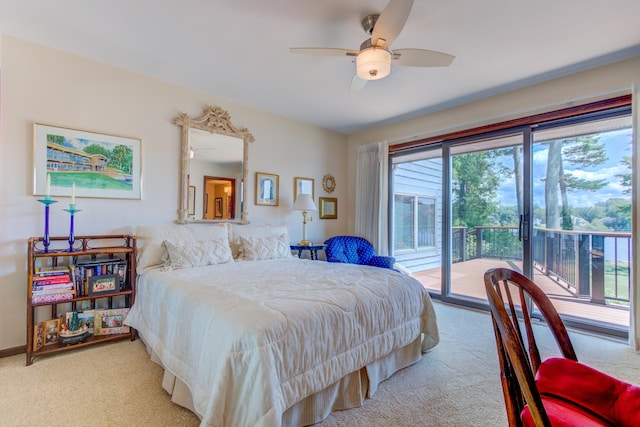 4298 Braeburn Ct, Norton Shores, MI 49441 - bedroom featuring carpet floors, access to outside, and a ceiling fan
