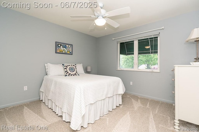 468 Orchard Ridge Dr, Lake Orion, MI 48362 - bedroom with light carpet, baseboards, and a ceiling fan