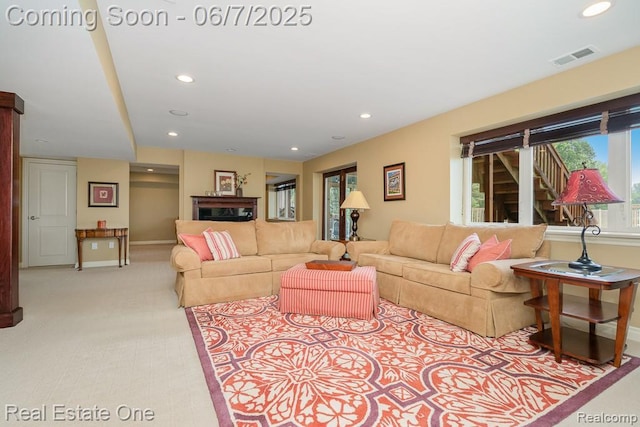 468 Orchard Ridge Dr, Lake Orion, MI 48362 - carpeted living area with recessed lighting and baseboards