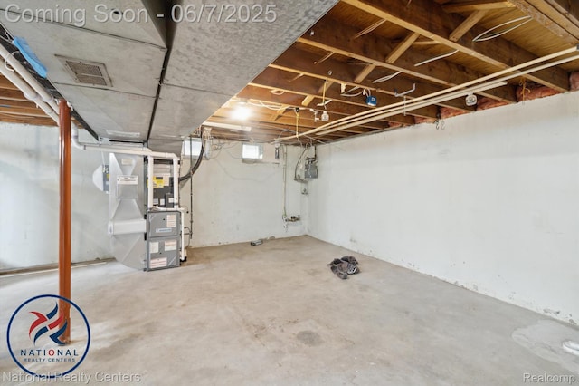9036 Nathaline, Redford, MI 48239 - unfinished basement with heating unit and gas meter