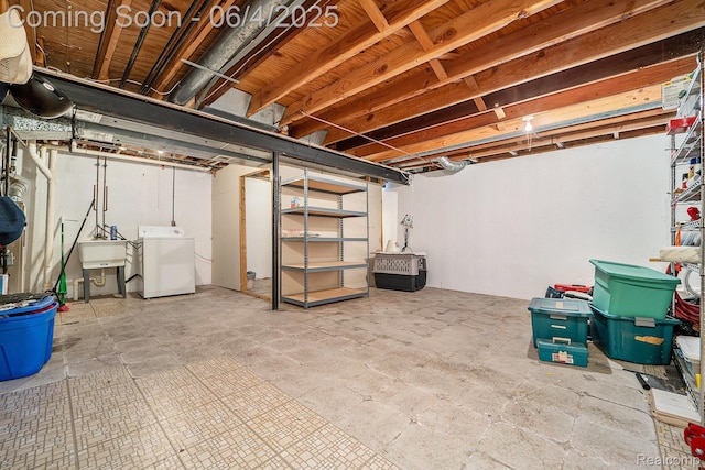 35638 Stillmeadow Ln, Clinton Township, MI 48035 - unfinished below grade area with washer / dryer and a sink