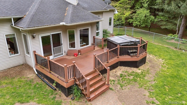 8883 Dixie Hwy, Birch Run, MI 48415 - wooden deck featuring a hot tub