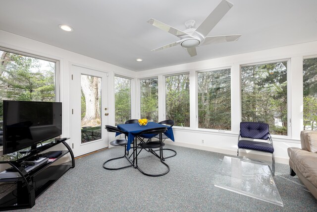 1060 Chestnut St, Ann Arbor, MI 48104 - sunroom / solarium with recessed lighting, carpet floors, and baseboards