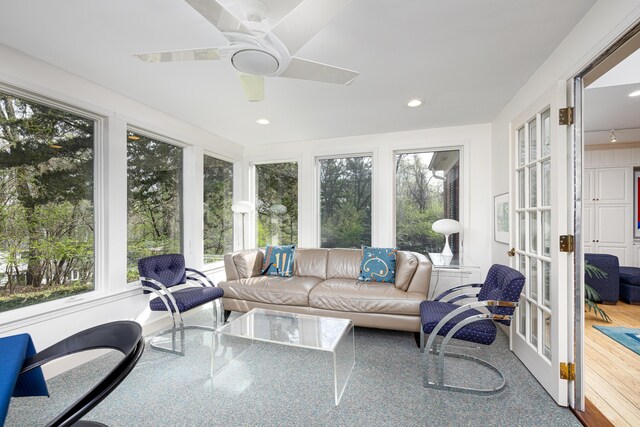 1060 Chestnut St, Ann Arbor, MI 48104 - sunroom with healthy amount of natural light, french doors, and recessed lighting