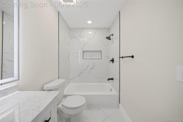 4610 Woodbine Cir W, Bloomfield, MI 48323 - full bath with vanity, marble finish floors,  shower combination, toilet, and baseboards