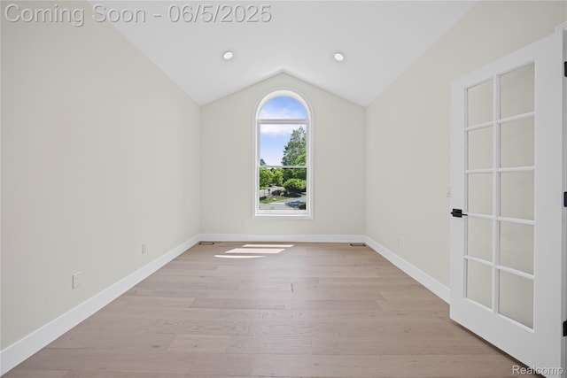 4610 Woodbine Cir W, Bloomfield, MI 48323 - spare room featuring lofted ceiling, light wood-style floors, baseboards, and recessed lighting