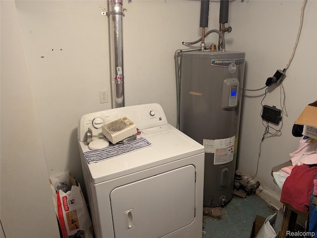 150 University Dr, Howell, MI 48843 - laundry area with washer / clothes dryer and electric water heater