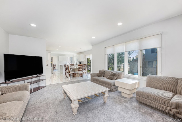 6011 Maple Frst, West Bloomfield, MI 48322 - living area featuring recessed lighting and light colored carpet
