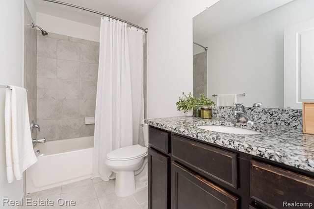 4661 Bradley Cir, Troy, MI 48085 - bathroom with vanity, toilet, shower / tub combo, and tile patterned floors