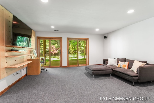 2229 Brighton St, Holland, MI 49424 - living room featuring carpet flooring and recessed lighting