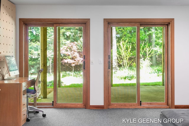 2229 Brighton St, Holland, MI 49424 - doorway with carpet and an office area