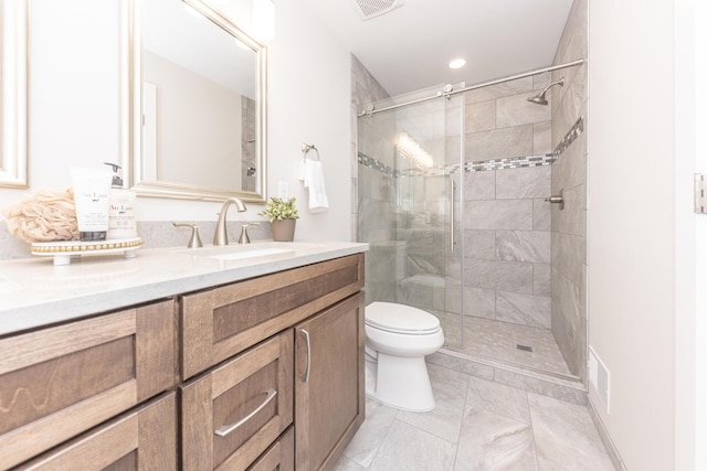 2971 Daleview Dr, Ann Arbor, MI 48105 - full bath featuring toilet, vanity, a shower stall, and recessed lighting