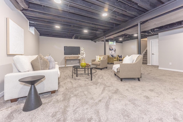2971 Daleview Dr, Ann Arbor, MI 48105 - carpeted living room with baseboards and stairway
