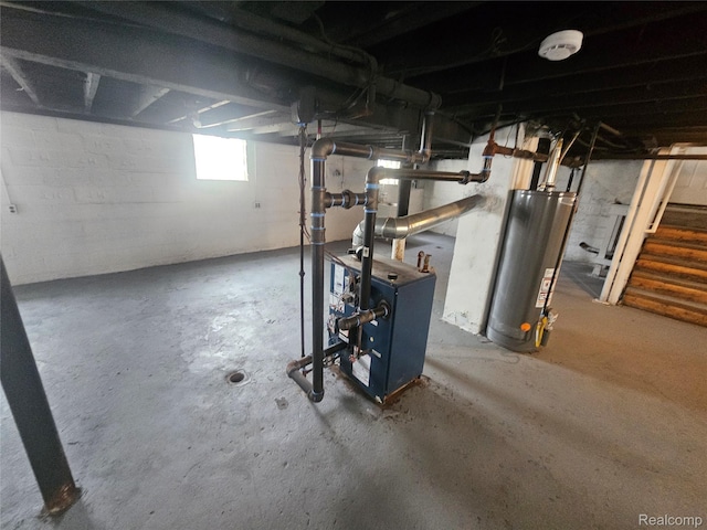 48 W Charlotte St, Ecorse, MI 48229 - basement featuring gas water heater and stairs