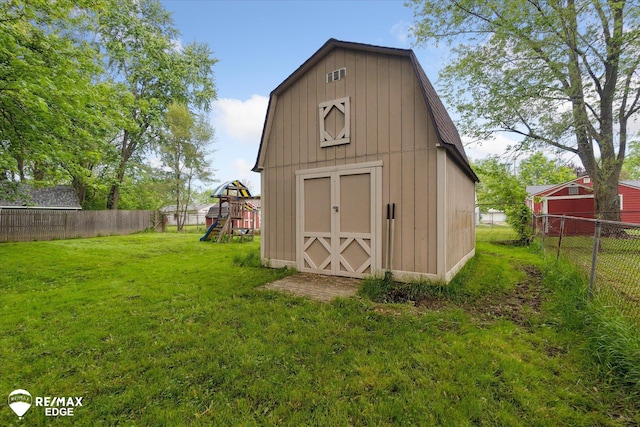 7131 Houghton Dr, Davison, MI 48423 - view of shed featuring a playground