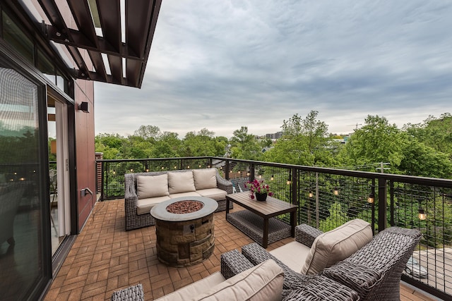218 W Kingsley St Unit 507, Ann Arbor, MI 48103 - balcony featuring an outdoor living space with a fire pit