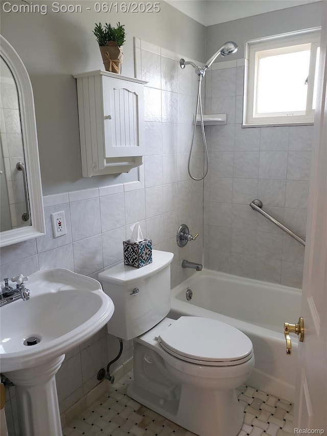 8224 Milburn St, Westland, MI 48185 - full bath with  shower combination and tile walls