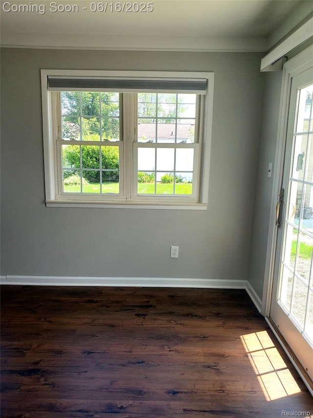 8224 Milburn St, Westland, MI 48185 - empty room featuring crown molding and dark wood-style flooring