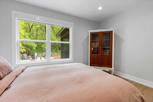 4067 Hillside Trl, New Buffalo, MI 49117 - bedroom featuring baseboards, wood finished floors, and recessed lighting