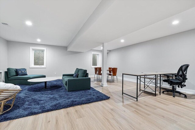 4067 Hillside Trl, New Buffalo, MI 49117 - office with wood finished floors, recessed lighting, and baseboards