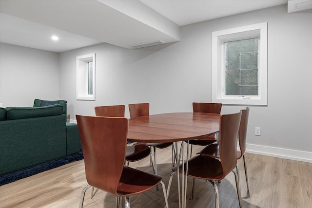 4067 Hillside Trl, New Buffalo, MI 49117 - dining room with light wood-type flooring, recessed lighting, and baseboards
