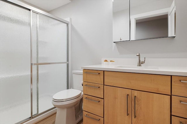 4067 Hillside Trl, New Buffalo, MI 49117 - bathroom featuring vanity, a shower stall, and toilet