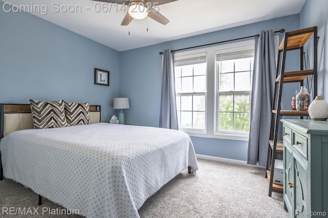 2858 Au Gres River Dr, Fowlerville, MI 48836 - carpeted bedroom with baseboards and ceiling fan
