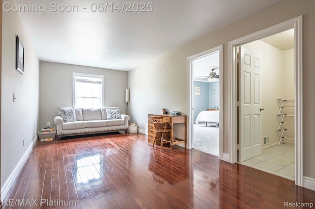 2858 Au Gres River Dr, Fowlerville, MI 48836 - living room featuring hardwood / wood-style floors and ceiling fan