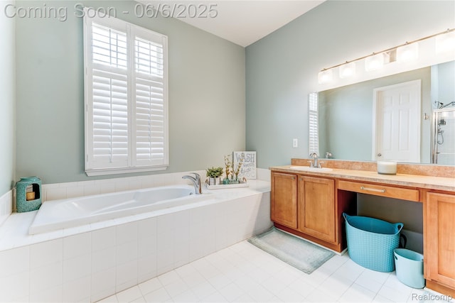 2327 Cherry Tree Ln, Grand Blanc, MI 48439 - bathroom with a bath, vanity, and tile patterned flooring