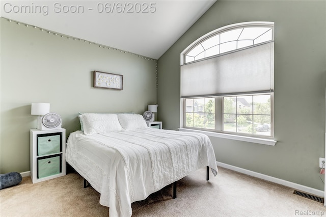 2327 Cherry Tree Ln, Grand Blanc, MI 48439 - bedroom with vaulted ceiling, carpet, multiple windows, and baseboards
