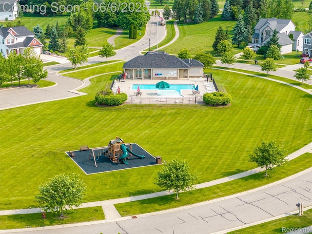 2327 Cherry Tree Ln, Grand Blanc, MI 48439 - drone / aerial view of a pool area and a community park