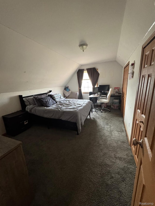 15803 Tireman St, Detroit, MI 48228 - carpeted bedroom with vaulted ceiling and an office area