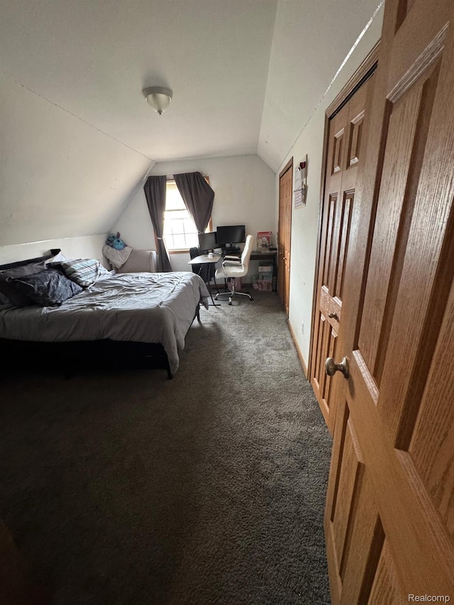 15803 Tireman St, Detroit, MI 48228 - carpeted bedroom with vaulted ceiling and an office area