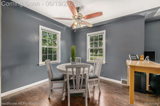 36551 Parkdale St, Livonia, MI 48150 - dining room with ceiling fan and wood finished floors