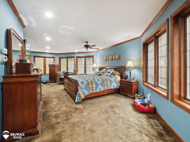 9705 Burning Tree Dr, Grand Blanc, MI 48439 - carpeted bedroom featuring ornamental molding and recessed lighting