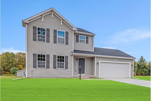 8811 E Sturtevant Ave, Richland, MI 49083 - view of front facade featuring a front yard, an attached garage, and concrete driveway