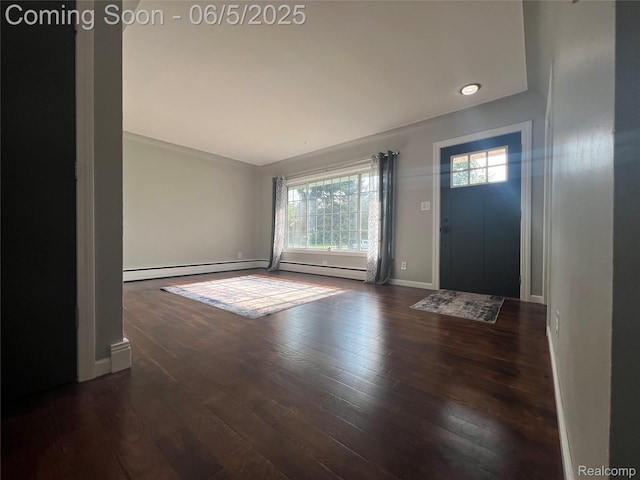 6255 Clarkston Rd, Clarkston, MI 48346 - entryway featuring baseboard heating, wood finished floors, baseboards, and recessed lighting