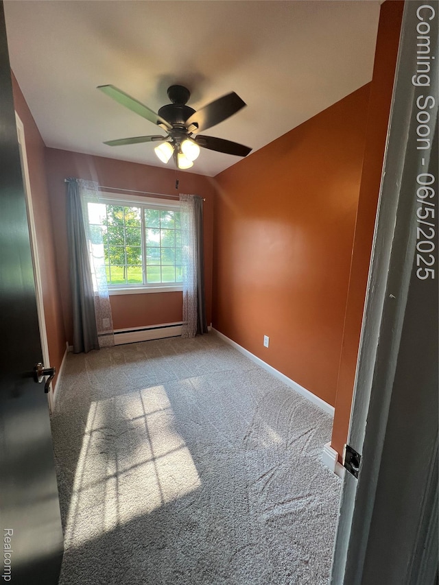 6255 Clarkston Rd, Clarkston, MI 48346 - carpeted spare room with baseboard heating, ceiling fan, and baseboards