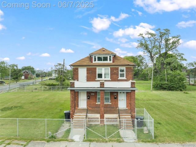 5792 Lawton, Detroit, MI 48208 - view of front of property with a gate, covered porch, and brick siding