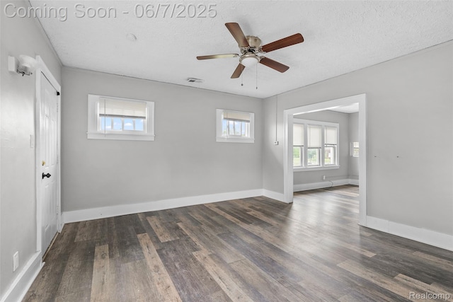 5792 Lawton, Detroit, MI 48208 - spare room with wood finished floors, a textured ceiling, ceiling fan, and baseboards